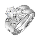 Silver 925 Slash CZ Trios Bridal CZ Ring - GMR00192 | Silver Palace Inc.