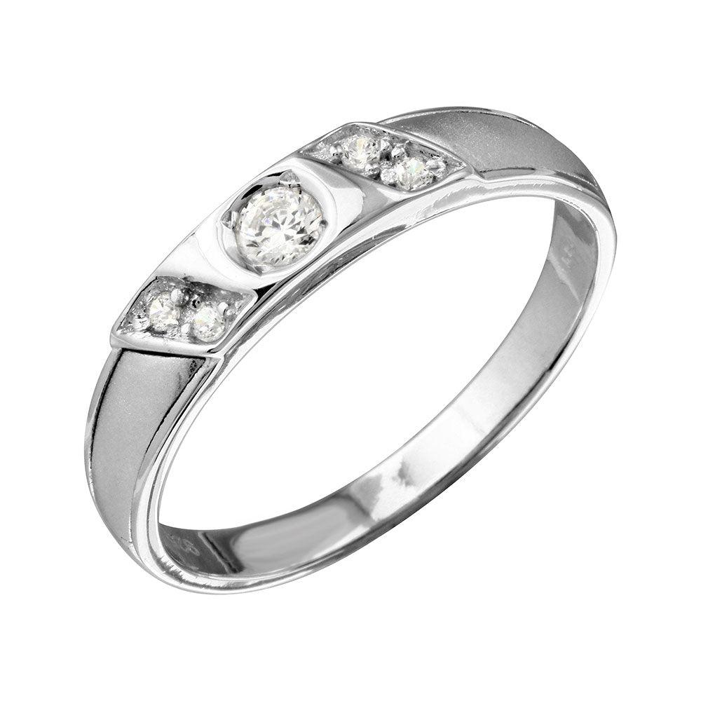 Mens Sterling Silver 925 Slash CZ Trios Bridal CZ Ring - GMR00193 ...