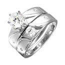 Silver 925 Rhodium Plated Sideways Design Matte Finish Trio Ring - GMR00194 | Silver Palace Inc.