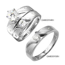 Rhodium Plated 925 Sterling Silver Sideways Design Matte Finish Trio Ring - GMR00194
