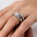 Rhodium Plated 925 Sterling Silver CZ Bridal Ring - GMR00203
