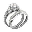 Silver 925 Rhodium Plated CZ Bridal Ring - GMR00203 | Silver Palace Inc.