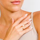 Gold Plated 925 Sterling Silver Synthetic Pearl Ended Loop CZ Ring - GMR00206GP