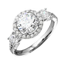 Silver 925 Rhodium Plated Round Halo Ring with CZ Shank - GMR00210 | Silver Palace Inc.