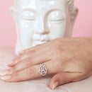 Rhodium Plated 925 Sterling Silver Heart Hamsa and Evil Eye with CZ - GMR00211