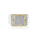 Two-Tone 925 Rhodium Plated 925 Sterling Silver Square CZ Encrusted Men's Ring - GMR00218RG