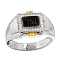 Men's Sterling Silver 925 Two-Toned Rectangular Ring with CZ - GMR00221RG | Silver Palace Inc.