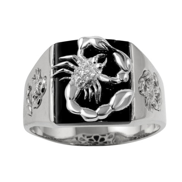 Silver 925 Rhodium Plated Square Scorpion Ring with CZ - GMR00226RH | Silver Palace Inc.
