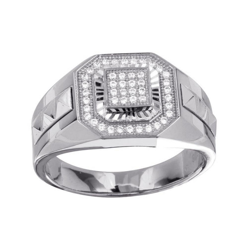 Men's Sterling Silver 925 Rhodium Square Ring with CZ - GMR00230RH | Silver Palace Inc.