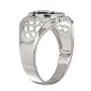 Rhodium Plated 925 Sterling Silver Black Oval Body of Christ Ring - GMR00241RH