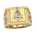 Men's Sterling Silver 925 Two-Tone Square Masonik Symbol Ring - GMR00243GR | Silver Palace Inc.
