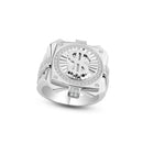 Men's Sterling Rhodium Plated 925 Sterling Silver Dollar Sign Ring - GMR00244RH | Silver Palace Inc.