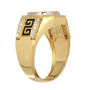 Gold Plated 925 Sterling Silver Men's Flat Oval Onyx Ring with CZ - GMR00250GR