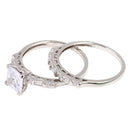 Rhodium Plated 925 Sterling Silver Princess Cut Engagement Ring - GMR00265