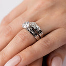 Rhodium Plated 925 Sterling Silver Double Stackable Ring with CZ - GMR00267