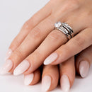 Rhodium Plated 925 Sterling Silver Double Stackable Ring with CZ - GMR00267