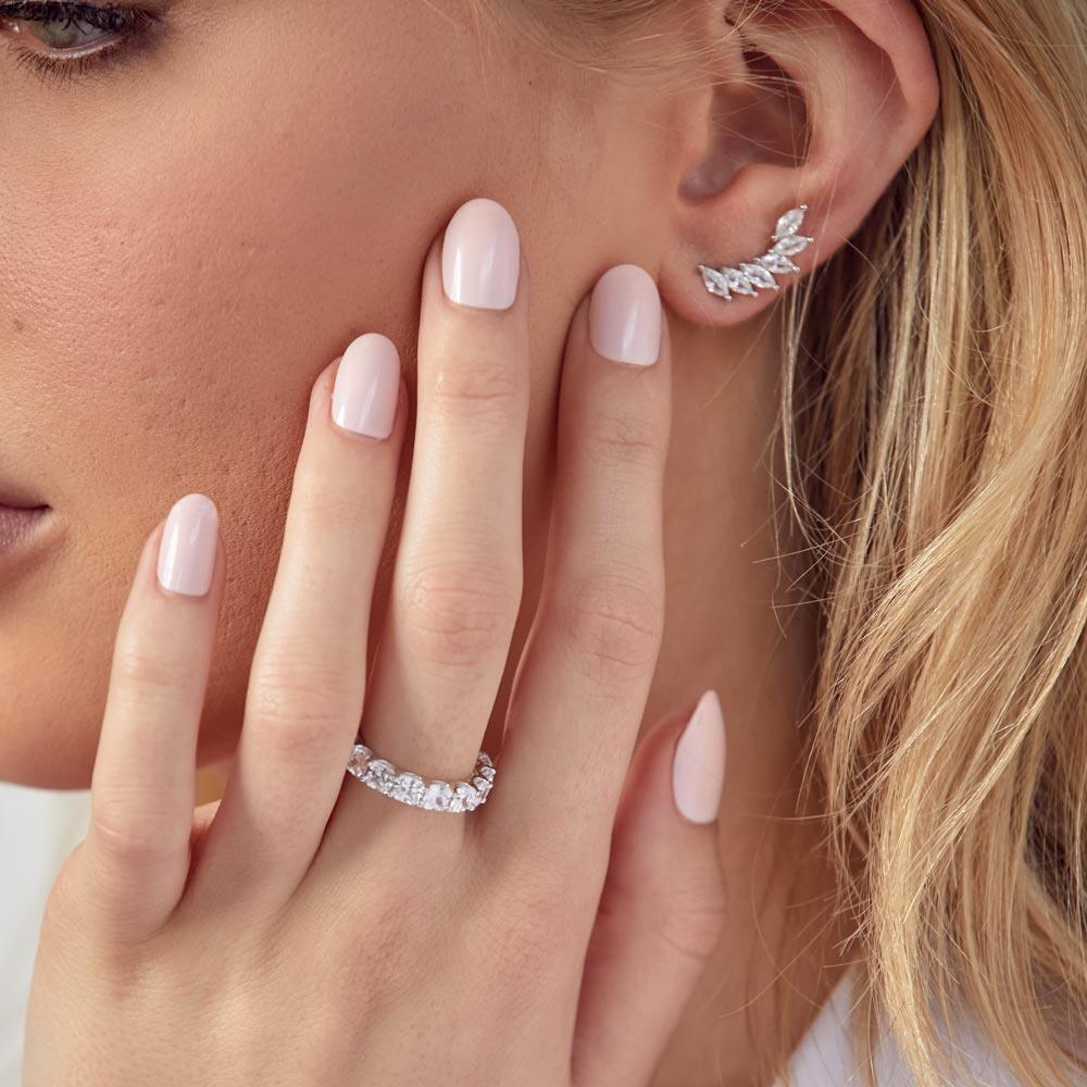 Rhodium Plated 925 Sterling Silver CZ Eternity Band Ring - GMR00270