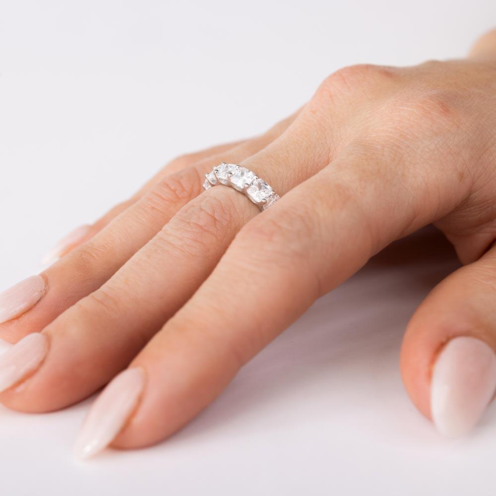 Rhodium Plated 925 Sterling Silver CZ Eternity Band Ring - GMR00270