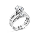 Silver 925 Rhodium Plated Round CZ Stone Bordered Trios Ring - GMR00283 | Silver Palace Inc.