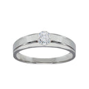 Silver 925 Rhodium Plated Round CZ Stone Bordered Ring - GMR00284 | Silver Palace Inc.
