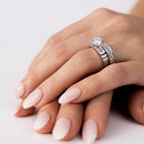 Anillo de tres circonitas redondas en plata de ley 925 rodiada - GMR00287