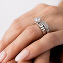 Anillo de tres circonitas redondas en plata de ley 925 rodiada - GMR00287