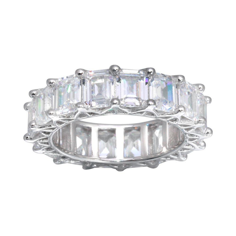 Silver Emerald Cut CZ Eternity Band Ring - GMR00289 | Silver Palace Inc.
