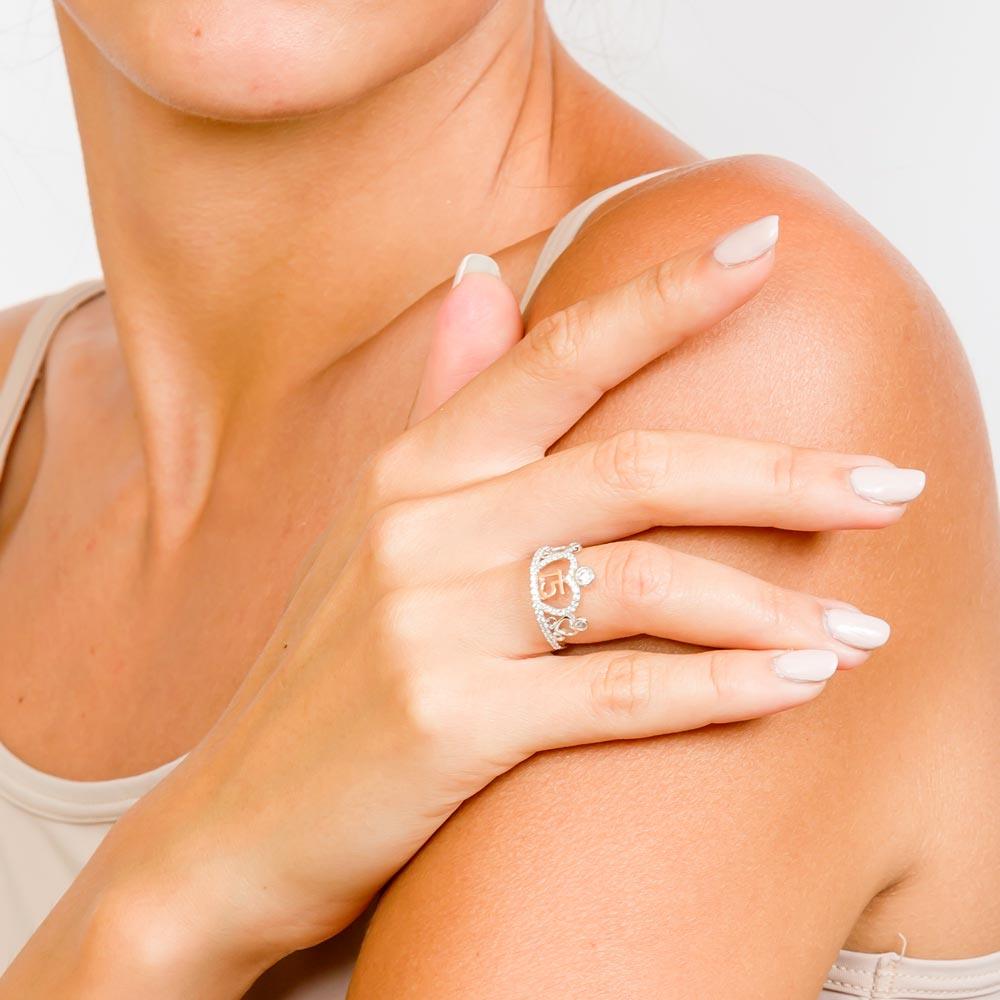 Tiara de quinceañera en plata de dos tonos con circonitas - GMR00303RHR