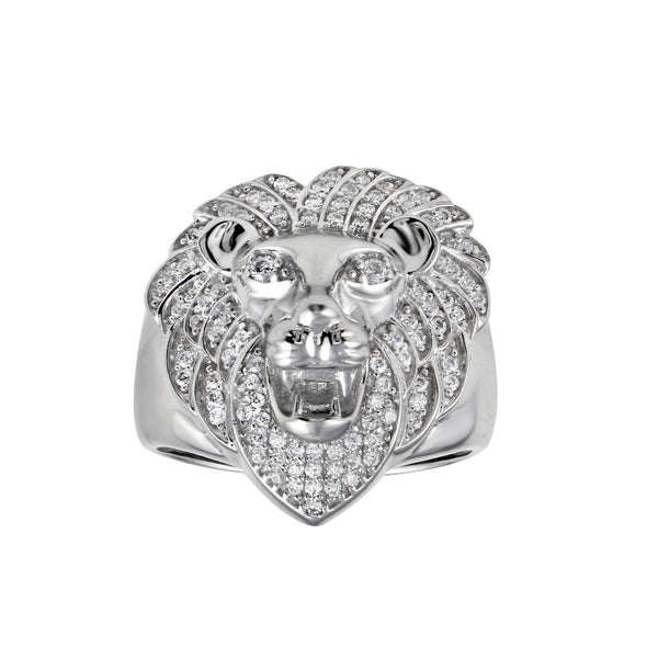 Silver 925 Rhodium Plated Lion CZ Ring - GMR00311 | Silver Palace Inc.