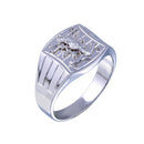 Anillo hip hop con ancla y crucifijo de plata de ley 925 rodiada - GMR00326