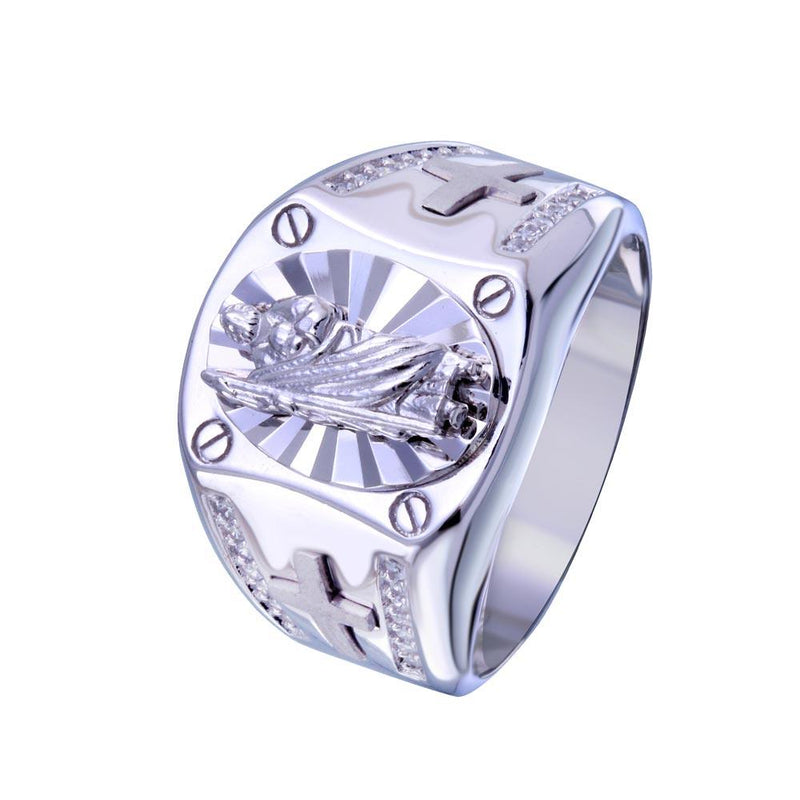 Rhodium Plated 925 Sterling Silver Saint Jude CZ Ring - GMR00328