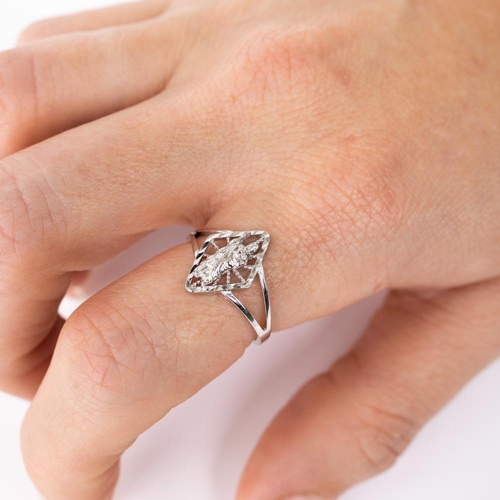 Anillo de San Judas Tadeo con corte de diamante en plata de ley 925 rodiada - GMR00334