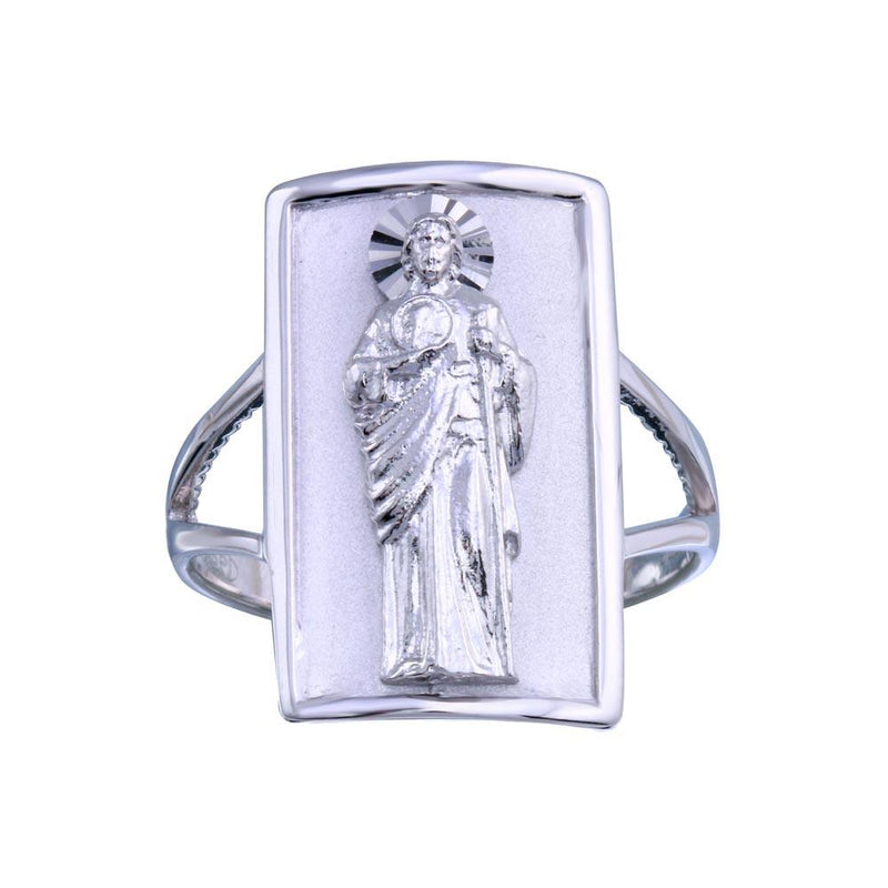 Silver 925 Rhodium Plated Saint Jude Ring - GMR00337 | Silver Palace Inc.