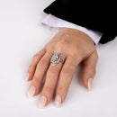 Anillo de filigrana de circonitas de San Judas Tadeo en plata de ley 925 rodiada - GMR00338