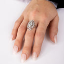 Anillo de filigrana de circonitas de San Judas Tadeo en plata de ley 925 rodiada - GMR00338