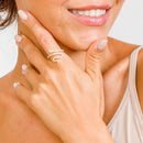 Anillo de plata de ley 925 bañado en oro con diseño de serpiente y circonitas - BGR01274