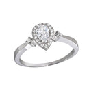 Silver 925 Rhodium Plated Small Teardrop CZ Ring - GSR00001 | Silver Palace Inc.