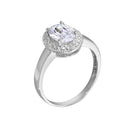 Rhodium Plated 925 Sterling Silver Oval CZ Ring - GSR00002