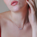 Collar con barra de nácar y halo en plata de ley 925 rodiada - GMN00100