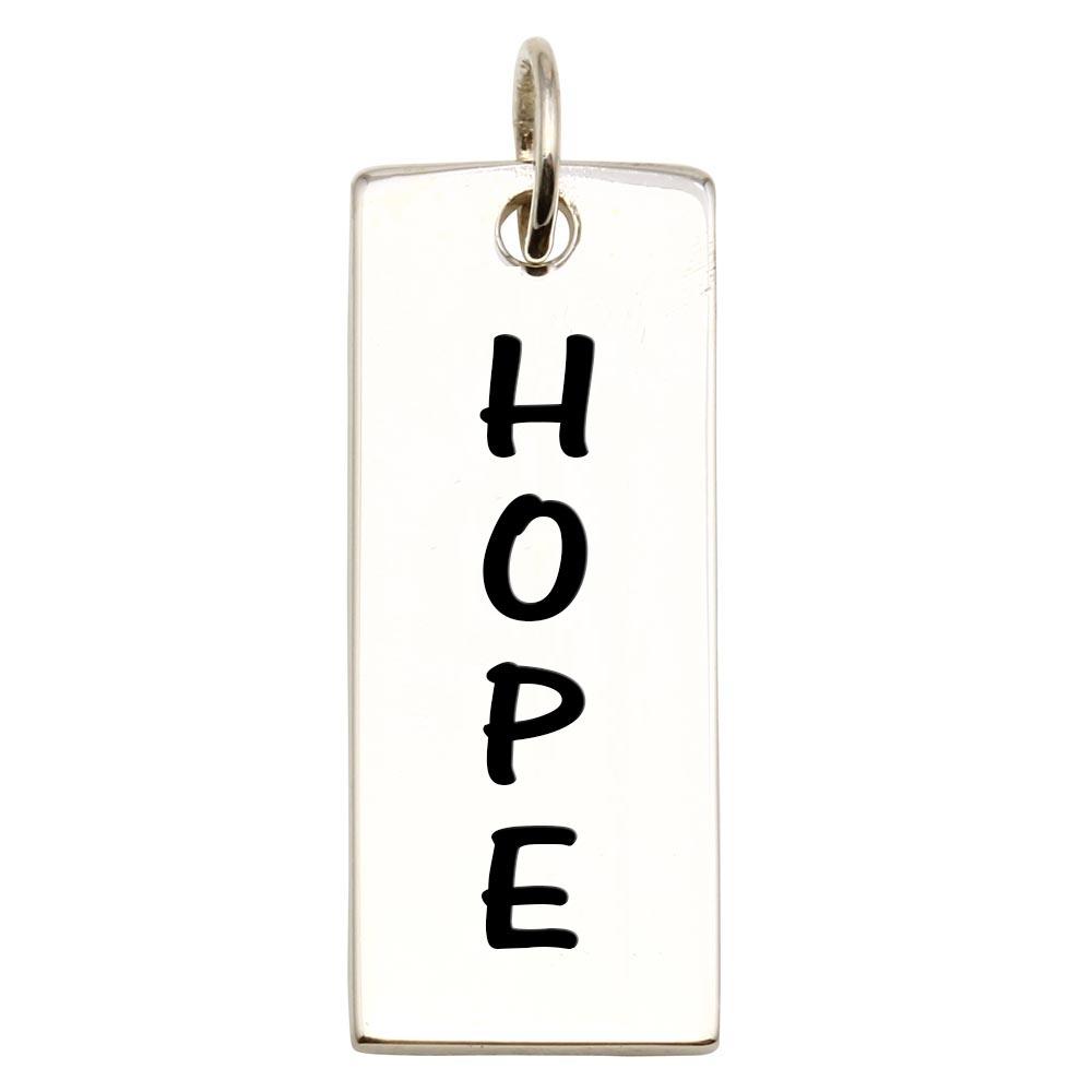 Silver 925 High Polished Engravable Bar Hope Charm - BAR06-HOPE | Silver Palace Inc.