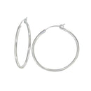 Silver 925 High Polished Hoop Earrings Rounded Hinge 3.6mm - HP01-3 | Silver Palace Inc.