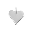 Silver 925 Rhodium Plated Medium Flat Heart Charm - HRT10 | Silver Palace Inc.