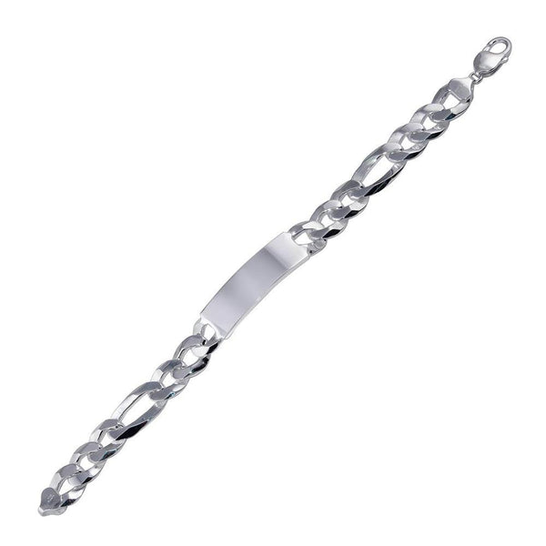 Silver 925 Engravable ID Super Flat Figaro 350 Bracelet 14.4mm - ID-FIG350 | Silver Palace Inc.