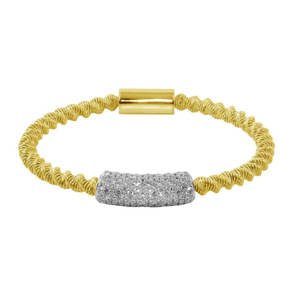Closeout-Silver 925 Gold Plated Italian Bracelet with CZ - ITB00095GP | Silver Palace Inc.