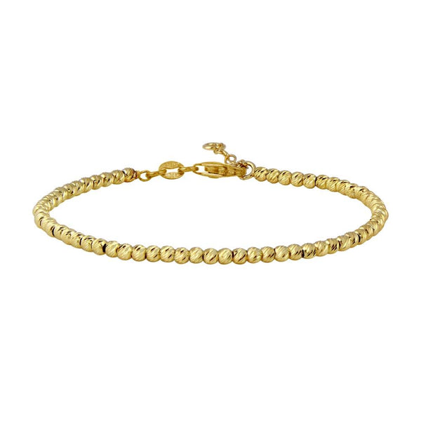 Closeout-Silver 925 Gold Plated Italian Bead Adjustable Bracelet - ITB00121GP | Silver Palace Inc.