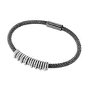 Closeout-Silver 925 Black Rhodium Plated CZ High-Low Pave Bar Italian Bracelet - ITB00152BLK-RHD | Silver Palace Inc.