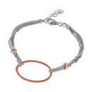 Closeout-Silver 925 Rhodium Plated Italian Bracelet with Rose Gold Plated Oval Accents - ITB00160RH-RGP | Silver Palace Inc.
