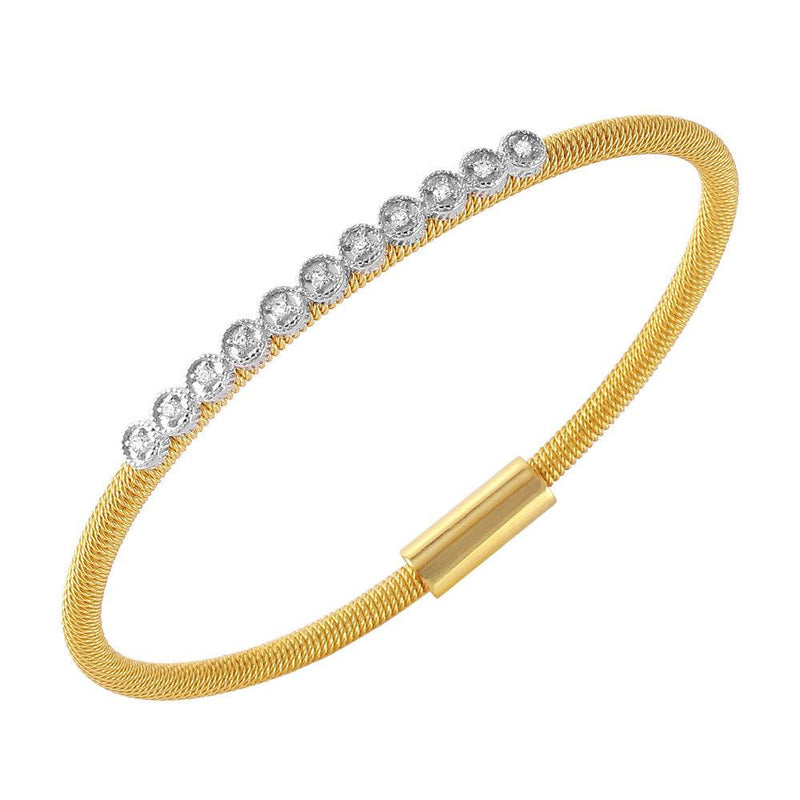 Closeout-Silver 925 Gold Plated CZ Small Row Italian Bracelet - ITB00167GP | Silver Palace Inc.