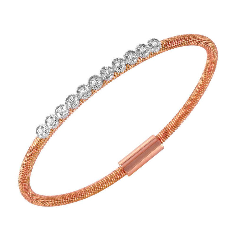 Closeout-Silver 925 Rose Gold Plated CZ Small Row Italian Bracelet - ITB00167RGP | Silver Palace Inc.
