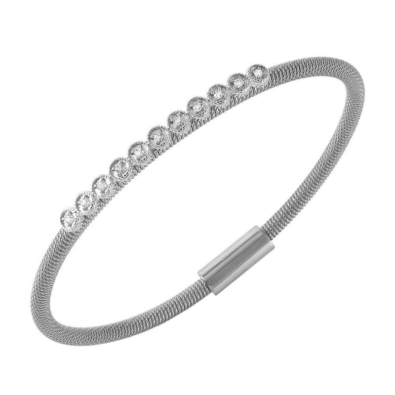 Closeout-Silver 925 Rhodium Plated CZ Small Row Italian Bracelet - ITB00167RH | Silver Palace Inc.